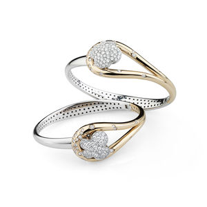 Yellow, white and rose gold flower bangles diamond Verdi Gioielli Pop