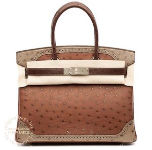 Birkin 30 Ghillies Etrusque/ Mousse/ Marron Fonce Hermès Bag