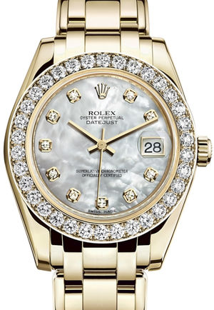 81298 White mother-of-pearl set with diamonds Rolex Pearlmaster