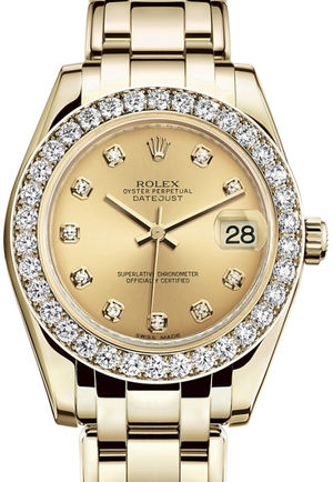 81298 Champagne-colour set with diamonds Rolex Pearlmaster