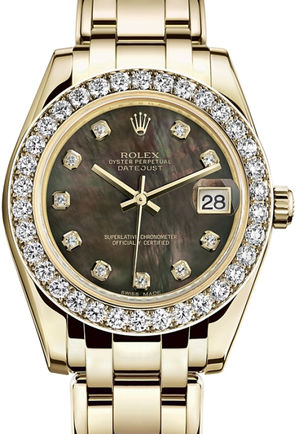 81298 Black mother-of-pearl set with diamonds Rolex Pearlmaster