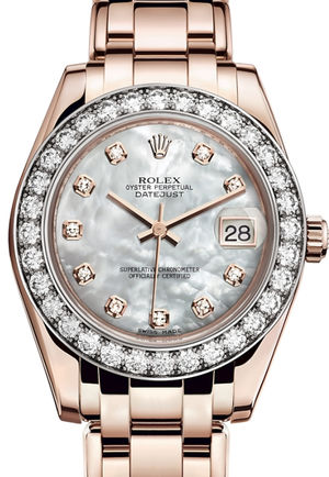 81285 White mother-of-pearl set with diamonds Rolex Pearlmaster