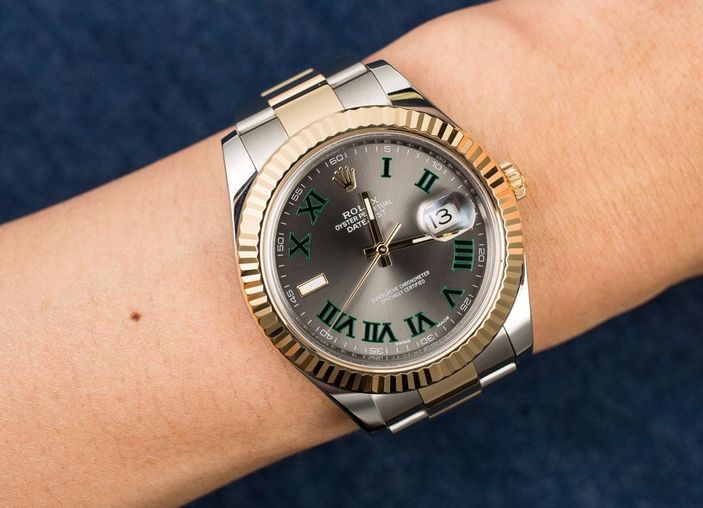 116333 grey dial green Roman numerals USED Rolex Datejust 41