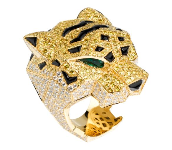 Кольцо золотое леопард