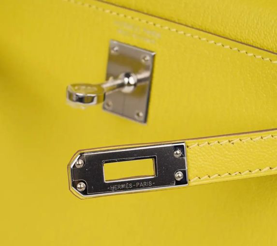 Bag Lime Chevre Leather Palladium Hardware Hermès Bag