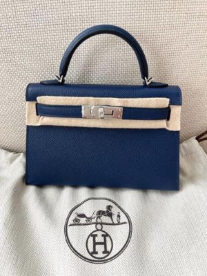 Bag Blue Epsom Palladium Hardwere Hermès Bag