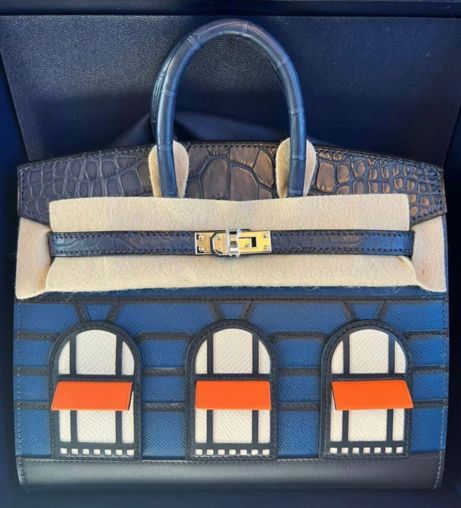 Blue Madame Epsom/Leather Palladium Hermès Bag