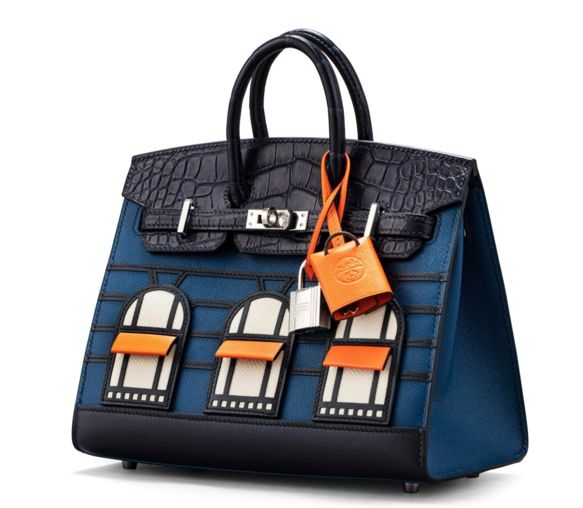 Blue Madame Epsom/Leather Palladium Hermès Bag
