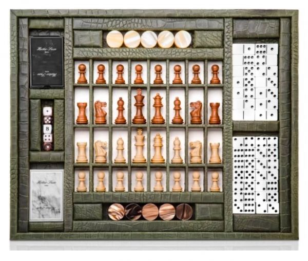 Multi-game box Alligator leather TIME MOVER , Сейфы, шахматы  Hector Saxe Paris