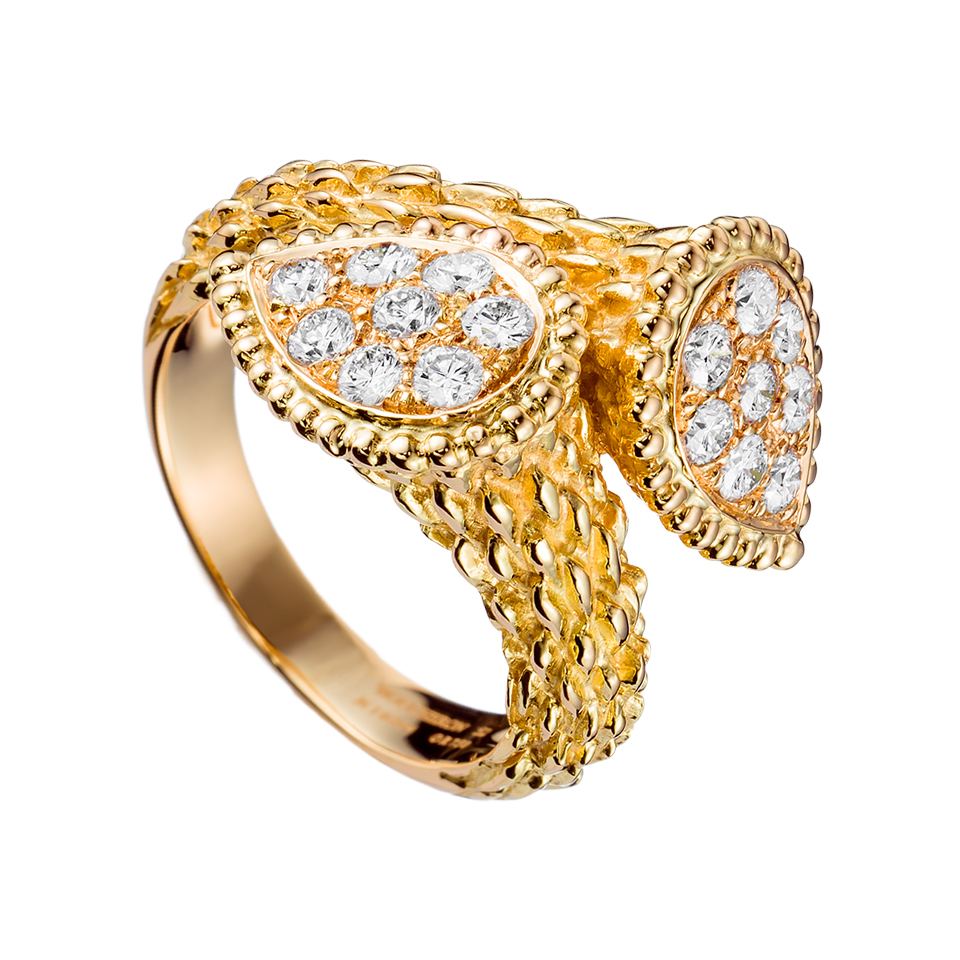 ᐈ【Кольцо Boucheron Serpent Boheme S Motif pave diamonds, in yellow gold