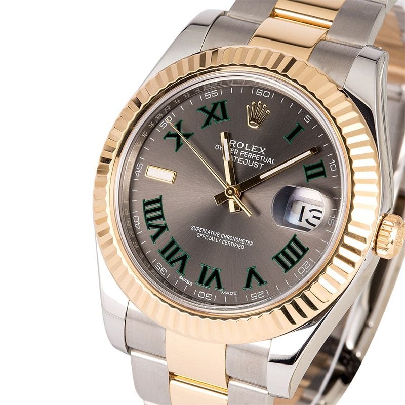 Rolex 116333 grey dial green Roman 
